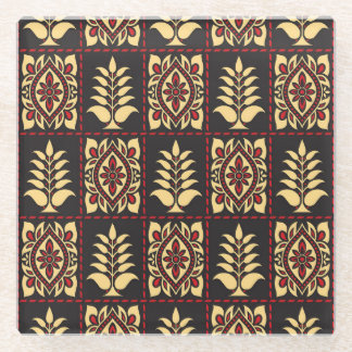 Tribal Floral: Vintage Pattern Elegance Glass Coaster