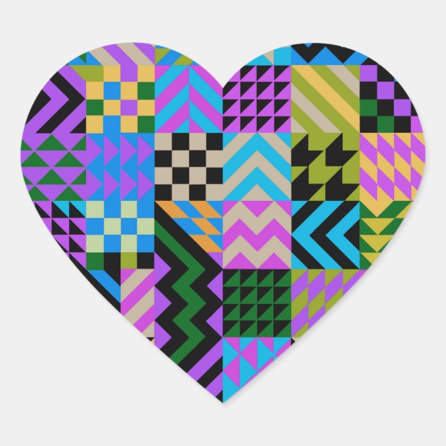 Tribal Folk Art - Blue Heart Sticker (Front)