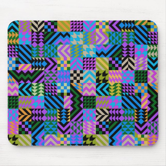 Tribal Folk Art - Blue Mouse Pad (Front)