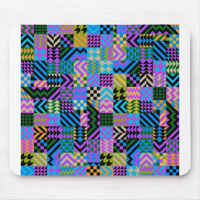Tribal Folk Art - Blue Mouse Pad (Front)