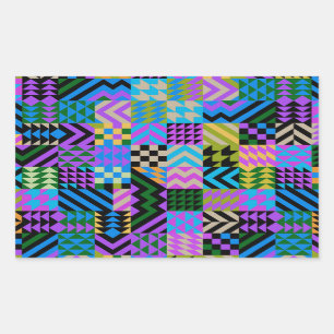 Tribal Folk Art - Blue Rectangular Sticker