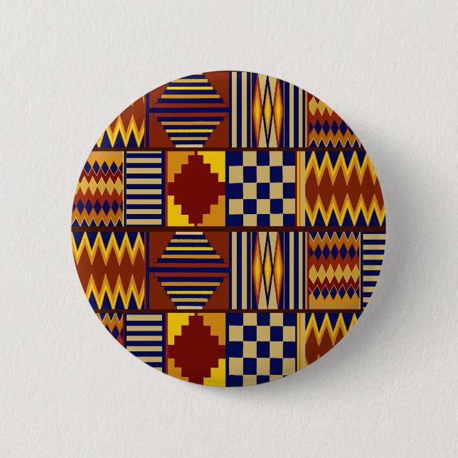 Tribal Folk Art - Rust Navy Yellow 6 Cm Round Badge (Front)