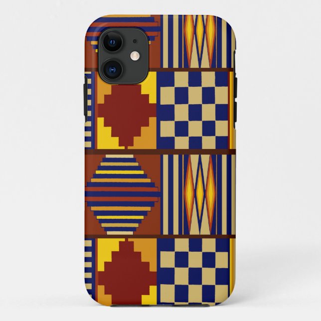 Tribal Folk Art - Rust Navy Yellow Case-Mate iPhone Case (Back)