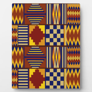 Tribal Folk Art - Rust Navy Yellow Plaque