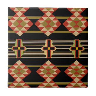 Tribal Folk Art Symbolic Ceramic Tile
