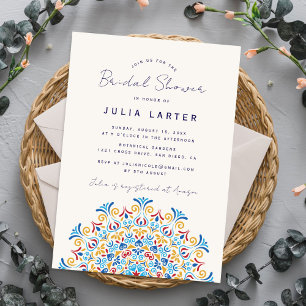 Tribal Folk Country Crest Mandala Bridal Shower Invitation