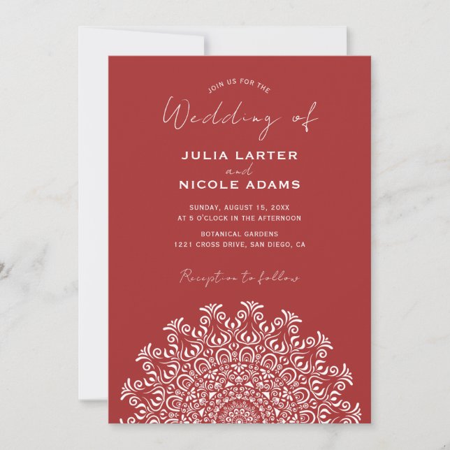 Tribal Folk Country Culture Crest Mandala Wedding Invitation (Front)