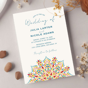 Tribal Folk Country Culture Crest Mandala Wedding Invitation