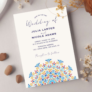 Tribal Folk Country Culture Crest Mandala Wedding Invitation