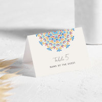 Tribal Folk Culture Mandala Wedding Place Card