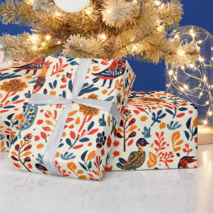 Tribal Folk Pattern Gift Wrap Vibrant Ethnic Desig