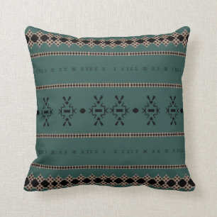 Tribal Forest Green Mud Cloth Cushion