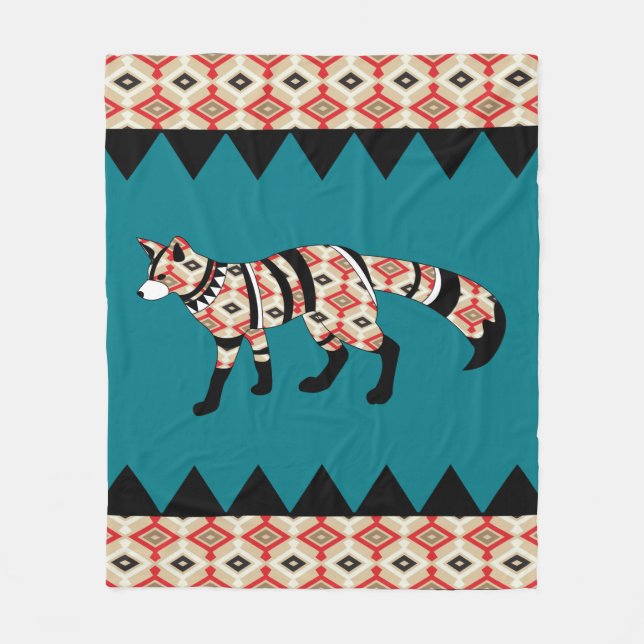 Tribal Fox Fleece Blanket (Front)