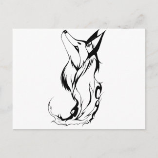 Tribal Fox Tattoo Design Postcard