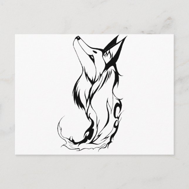 Tribal Fox Tattoo Design Postcard (Front)
