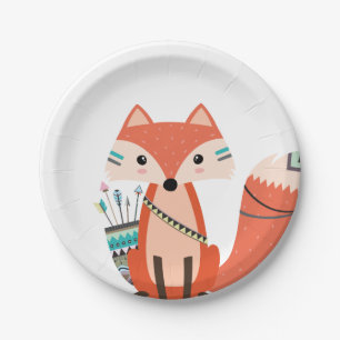 Tribal Fox Woodland Forest Birthday Baby Shower Paper Plate