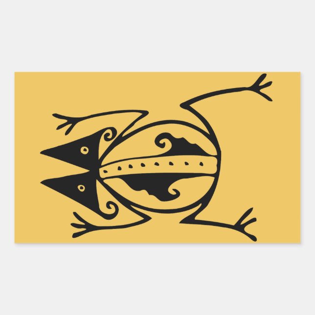 Tribal frog ancient animal tribal art rectangular sticker (Front)