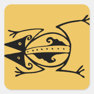 Tribal frog ancient animal tribal art square sticker