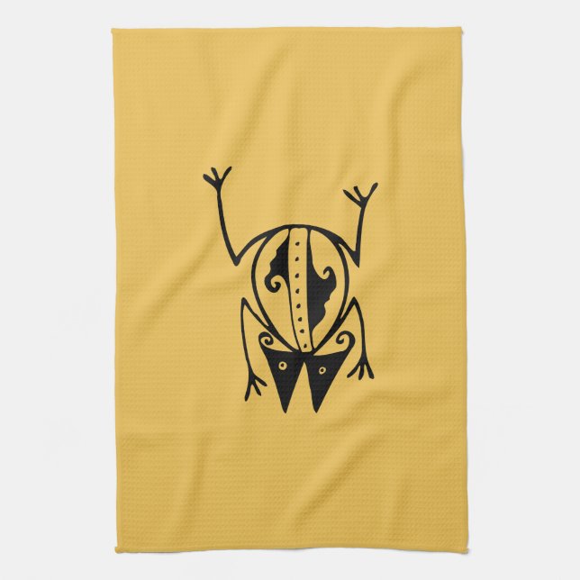 Tribal frog ancient animal tribal art tea towel (Vertical)