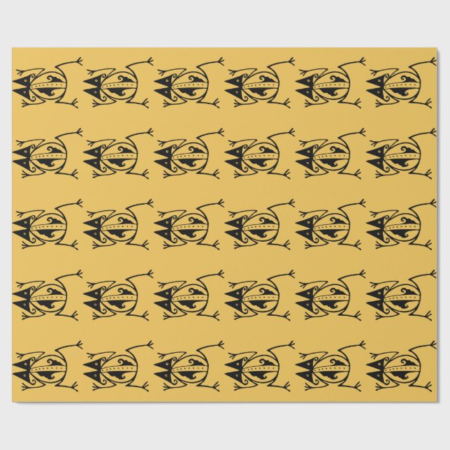 Tribal frog ancient animal tribal art wrapping paper (Flat)