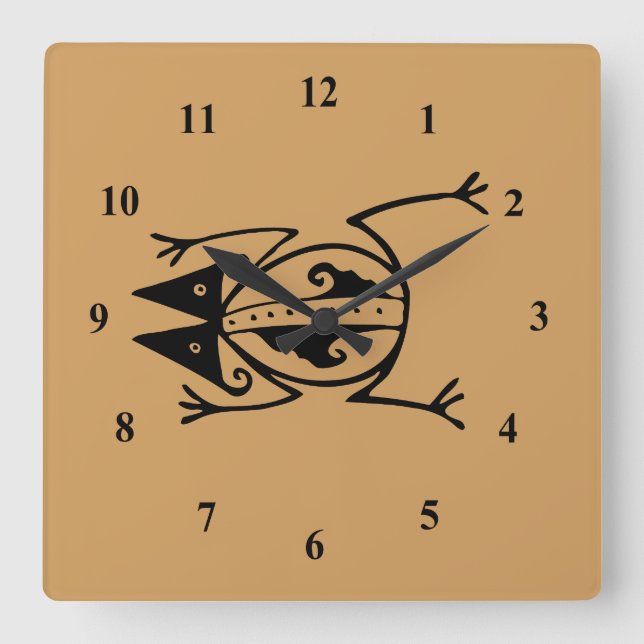 Tribal Frog Square Wall Clock (Front)