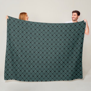 Tribal Gems Black & Teal Pattern Fleece Blanket