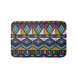 Tribal Geometric Aztec: Colourful Vintage Pattern Bath Mat