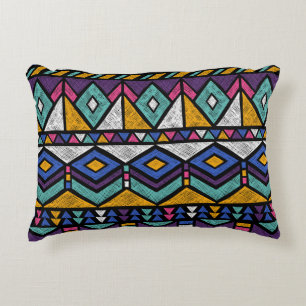 Tribal Geometric Aztec: Colourful Vintage Pattern Decorative Cushion