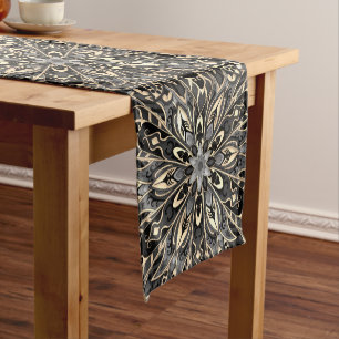 Tribal Geometric Black and brown Mandala Short Table Runner