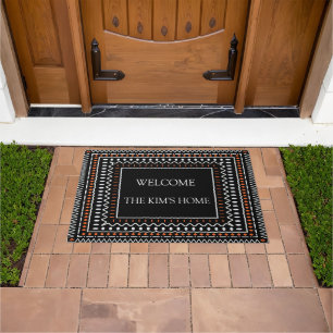 Tribal Geometric Border Design Doormat