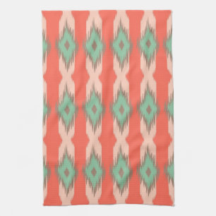 Tribal geometric diamond stripes Aztec pattern Tea Towel