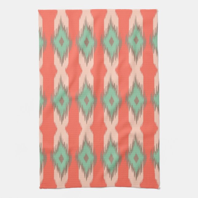 Tribal geometric diamond stripes Aztec pattern Tea Towel (Vertical)