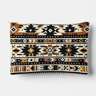 Tribal Geometric Earth-Tone Accessory Pouch