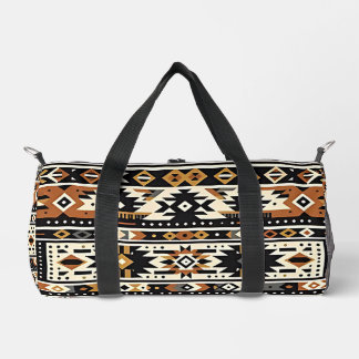 Tribal Geometric Earth-Tone Duffle Bag