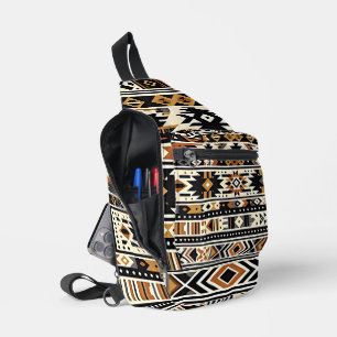 Tribal Geometric Earth-Tone Sling Bag