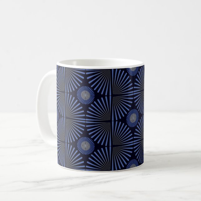 Tribal Geometric grey & blue Coffee Mug (Front Left)