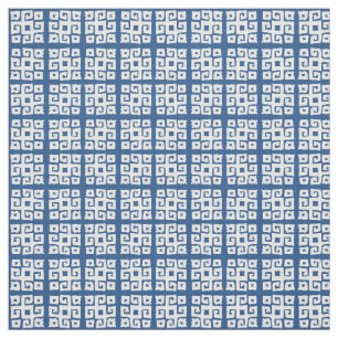 Tribal geometric key white square patterned fabric