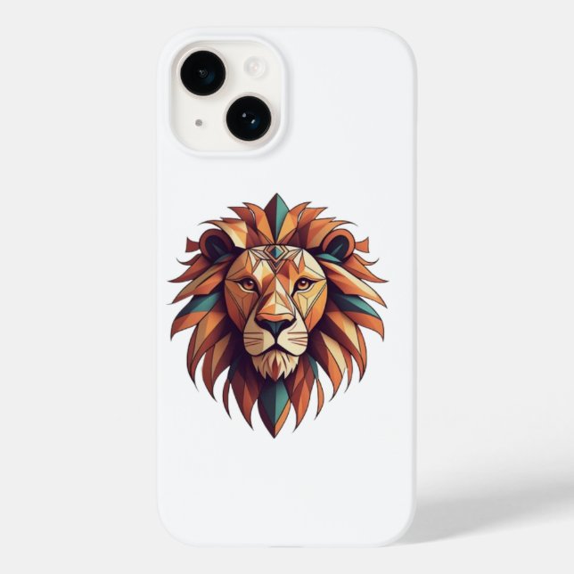Tribal Geometric Lion Logo Mobile Cover (Back)
