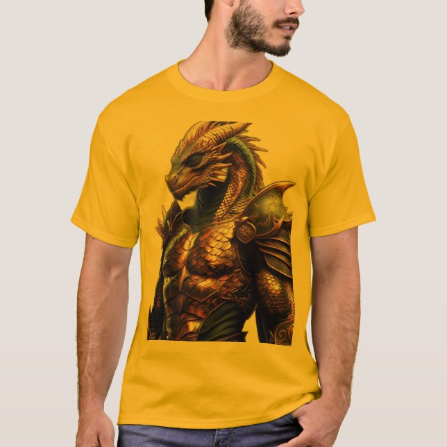 Tribal Geometric Lion with Dragon-Inspired Pattern T-Shirt (Front)
