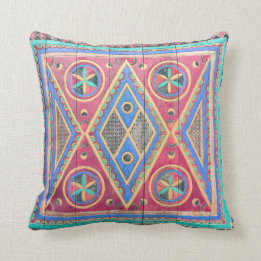 Tribal Geometric Pattern Arabian Wooden Door Cushion