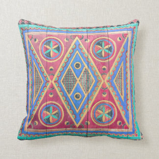 Tribal Geometric Pattern Arabian Wooden Door Cushion
