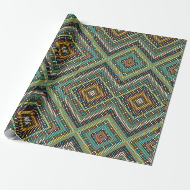 Tribal Geometric Pattern Boho Ethnic Aztec  Wrapping Paper (Unrolled)