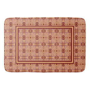Tribal geometric peach and mauve bath mat