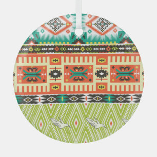 Tribal Geometric: Quotes Text Pattern. Glass Tree Decoration