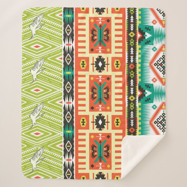 Tribal Geometric: Quotes Text Pattern. Sherpa Blanket (Front)