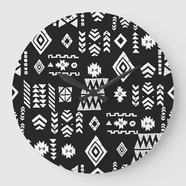 Tribal geometric: stylish seamless background. large clock (Front)