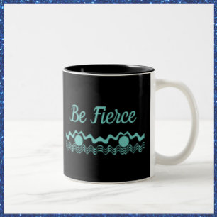 Tribal Geometric Turquoise and Black Two-Tone Coffee Mug