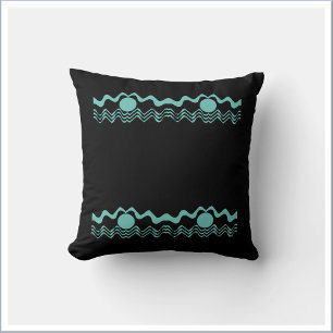 Tribal Geometric Turquoise Blue and Black Cushion