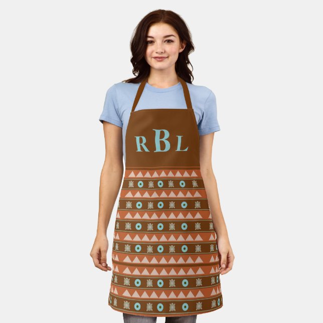 Tribal Geometric Turtles Native American Monogram Apron (Worn)