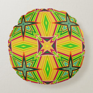 Tribal geometric vintage pattern. Seamless ethnic  Round Cushion